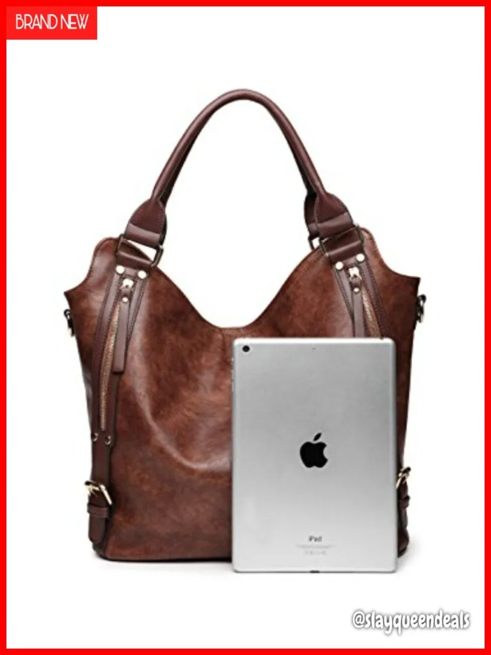 PU Leather Hobo Shoulder Tote Bag with Adjustable Strap